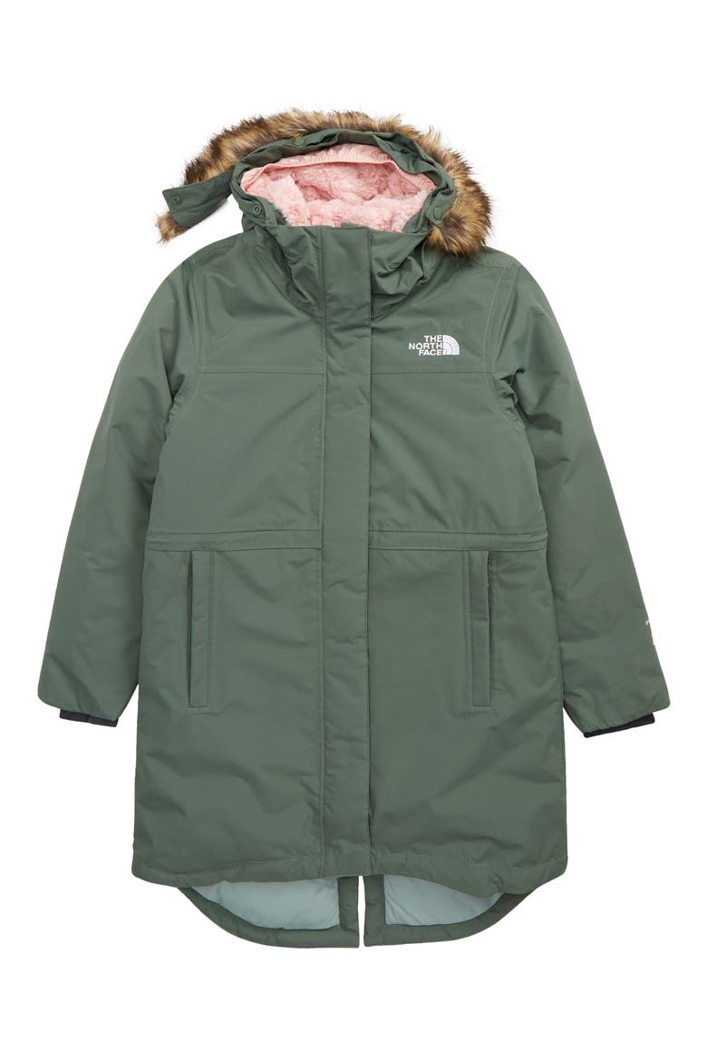 Kids' Laurel Faux Fur Trim Parka, Main, color, LAUREL WREATH GREEN
