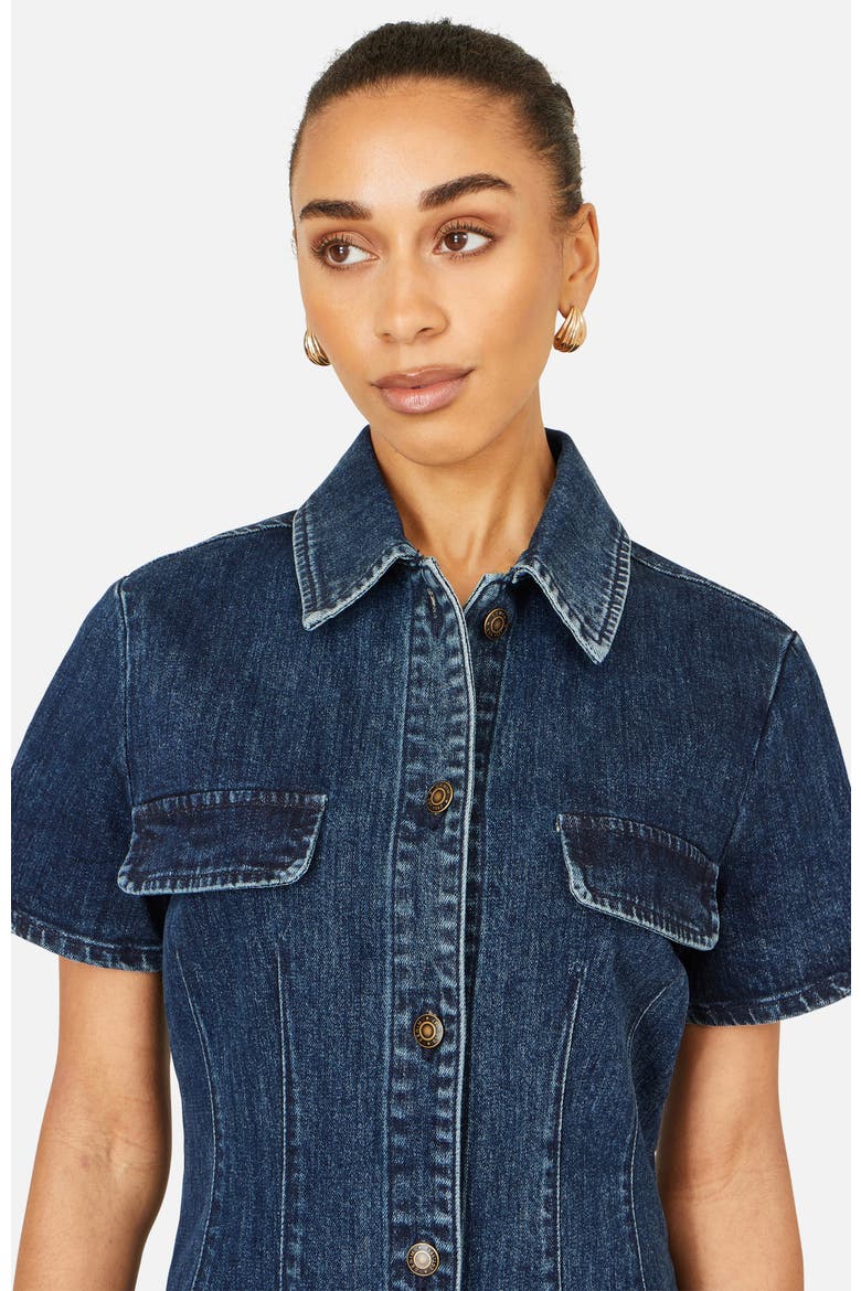 Denim Stretch Shirt Dress, Alternate, color, Blue