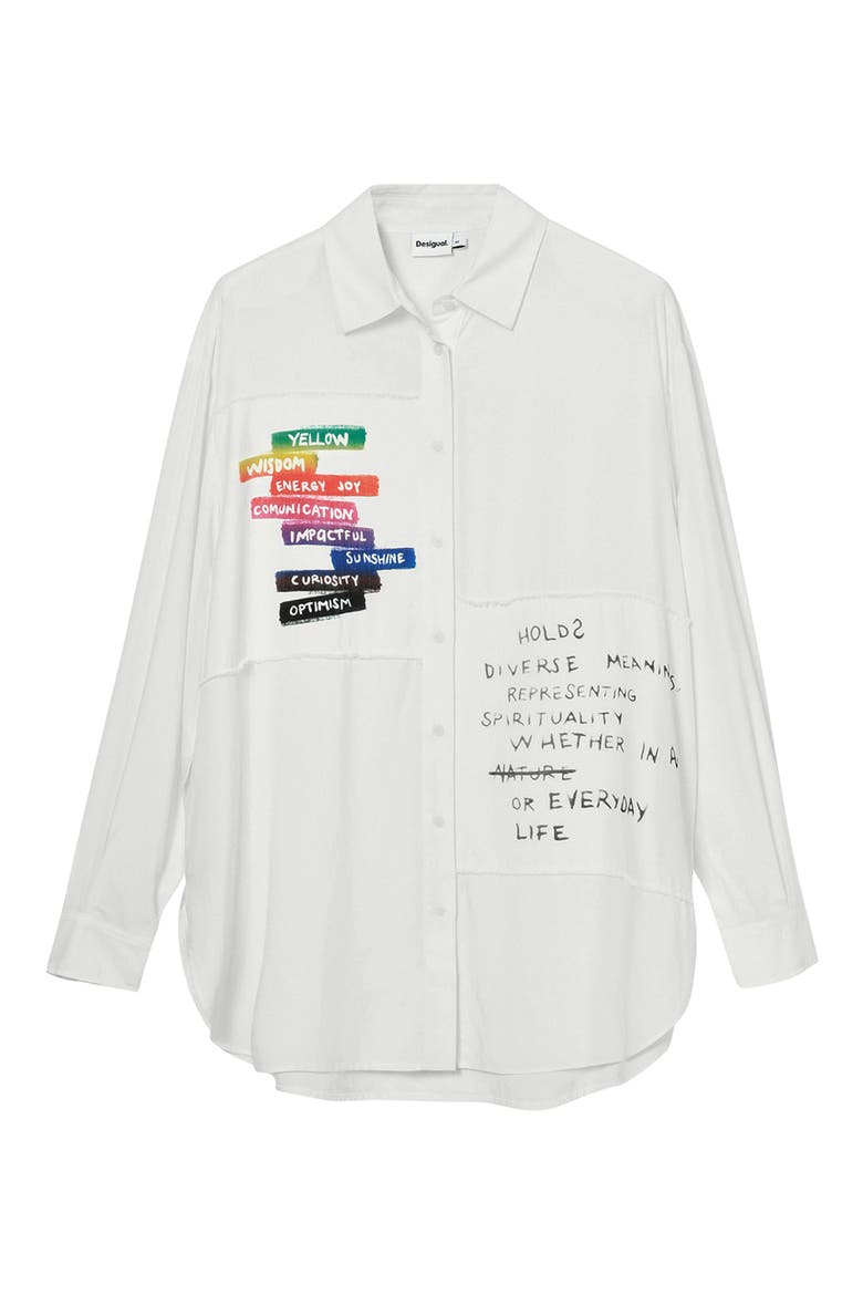 Message Relaxed Button-Up Shirt, Alternate, color, WHITE