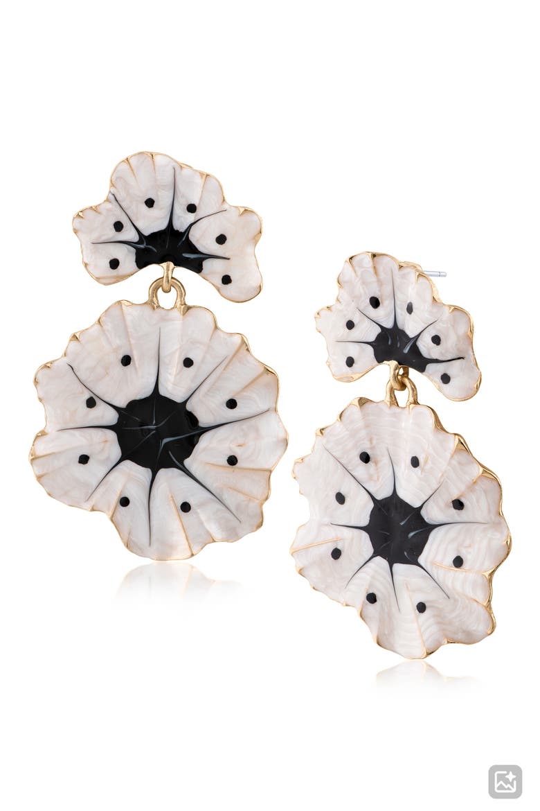 Floral Statement Drop Earrings (Nordstrom Exclusive), Main, color, BLACK/ WHITE/ GOLD