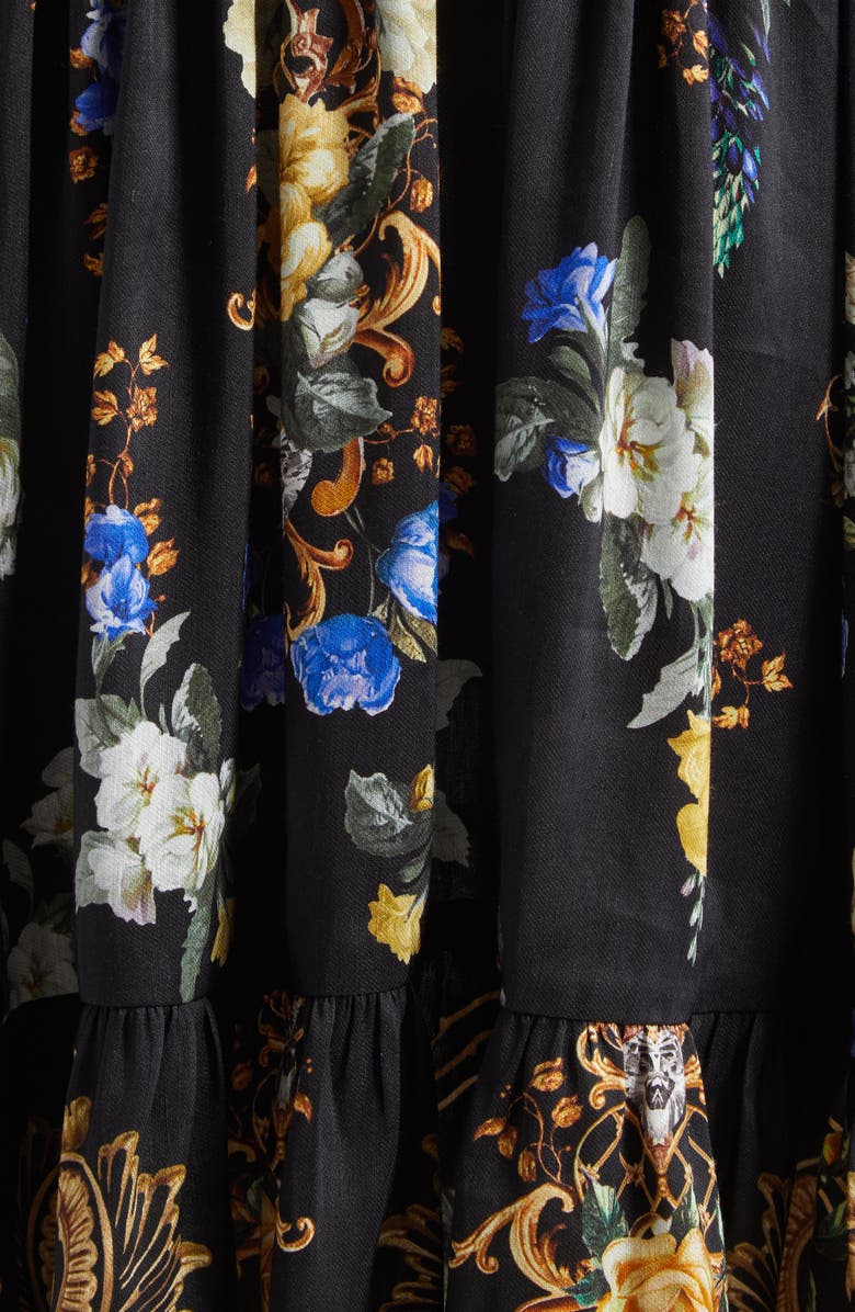 Camilla Ottoman Elegance Long Sleeve Linen & Silk Minidress, Alternate, color, Ottoman Elegance