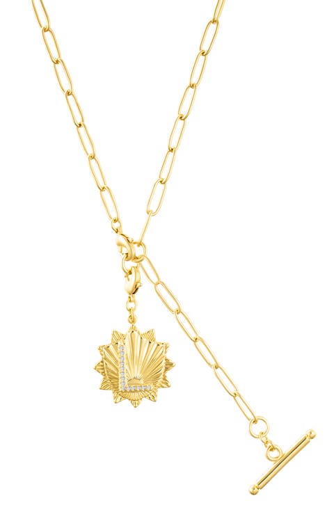 Initial CZ Pendant Toggle Necklace