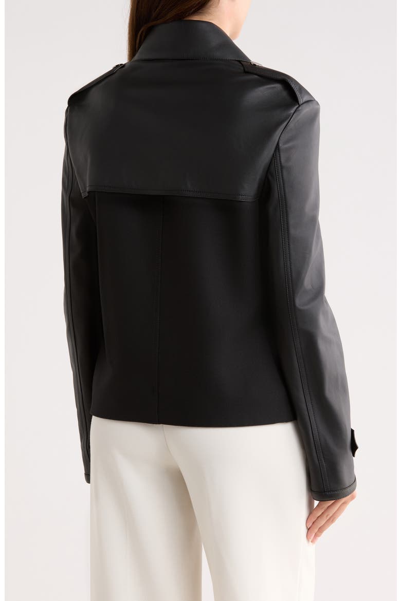 Wool Blend & Lambskin Leather Jacket, Alternate, color, BLACK