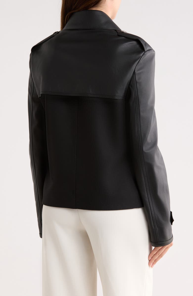 Longchamp Wool Blend & Lambskin Leather Jacket, Alternate, color, Black