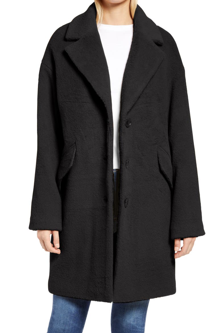 Notched Collar Coat, Main, color, BLACK