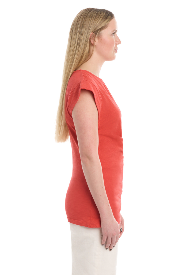 Boat Neck Rolled Cuff Tee, Alternate, color, Tomato Puree
