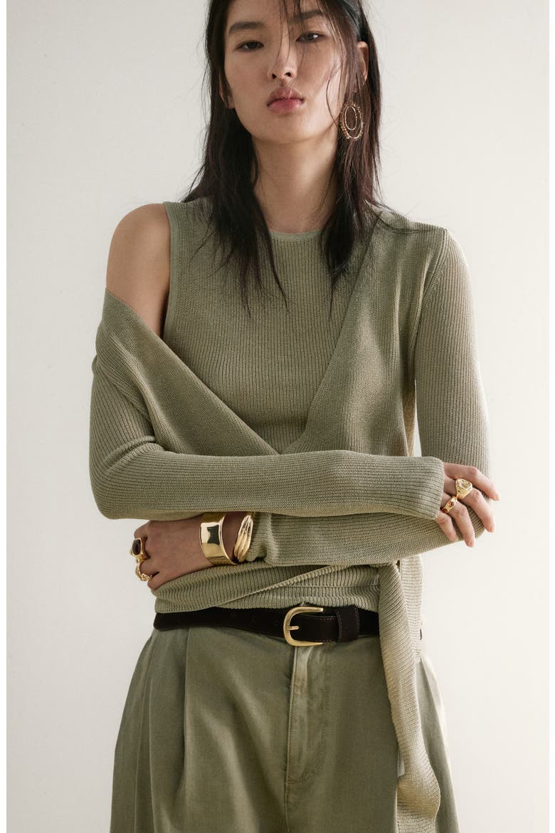 Top Knot Sleeveless Top, Alternate, color, AQUA GREEN
