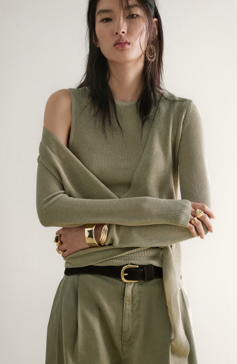 MANGO Top Knot Sleeveless Top, Alternate, color, Aqua Green