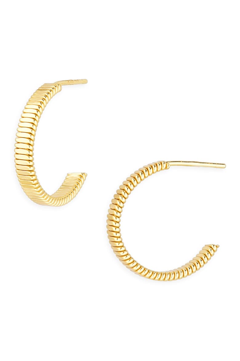 Rib Cut Hoop Earrings, Main, color, GOLD