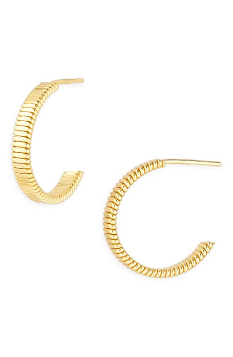 Rib Cut Hoop Earrings