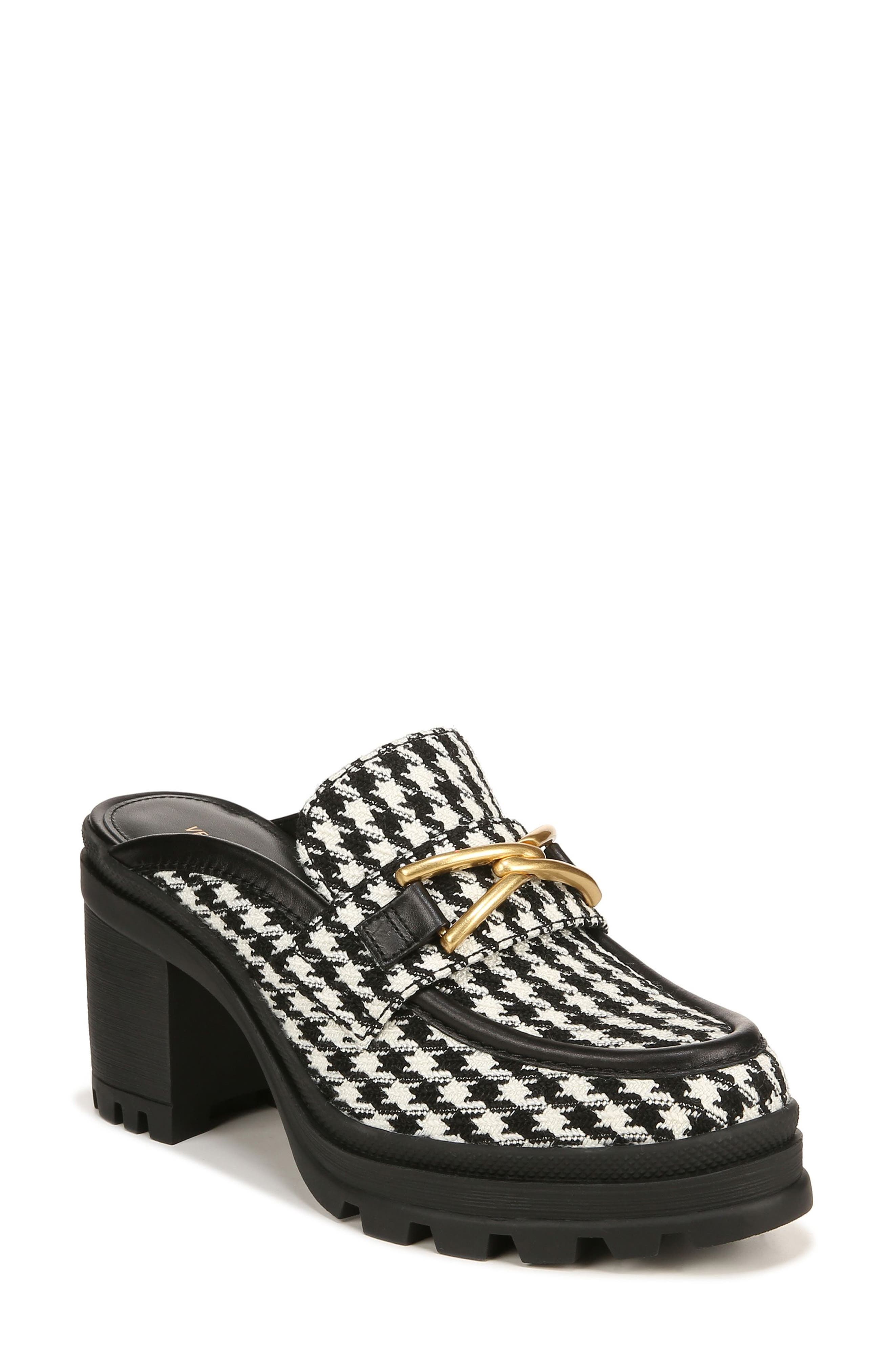 Wynter Lug Sole Mule, Main, color, BLACK/ WHITE