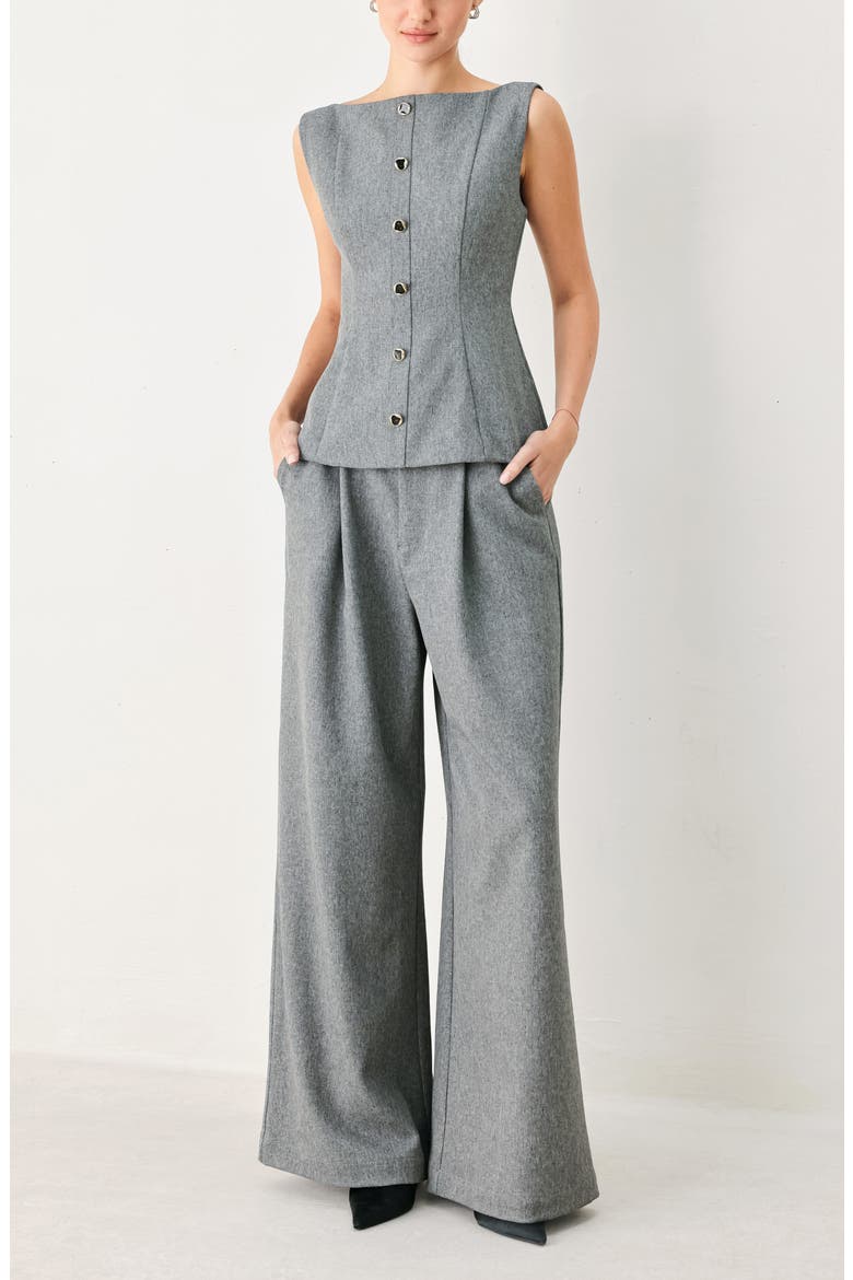 Wide Leg Pants with Belt, Alternate, color, GREY