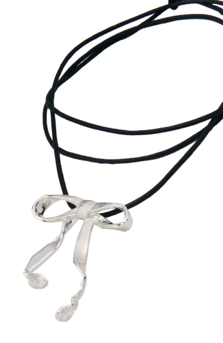 maje Silver bow necklace, Alternate, color, 
