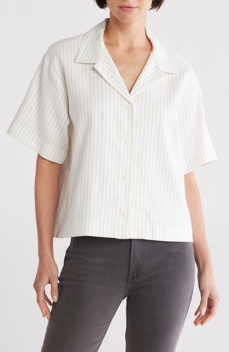 rag & bone Reese Camp Shirt, Main, color, Ivory Stripe
