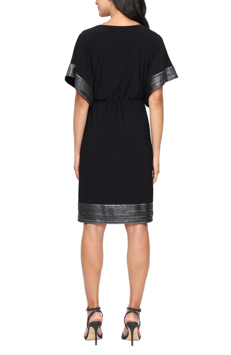 SL FASHIONS Metalllic Detail Blouson Cocktail Dress, Alternate, color, Black