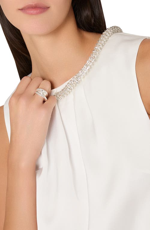 Milly Lily Satin Crystal Embellished Sleeveless Top In Ecru