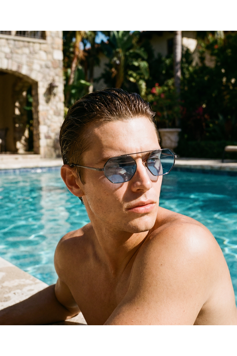 Magari 51mm Metal Frame Sunglasses, Alternate, color, Blue