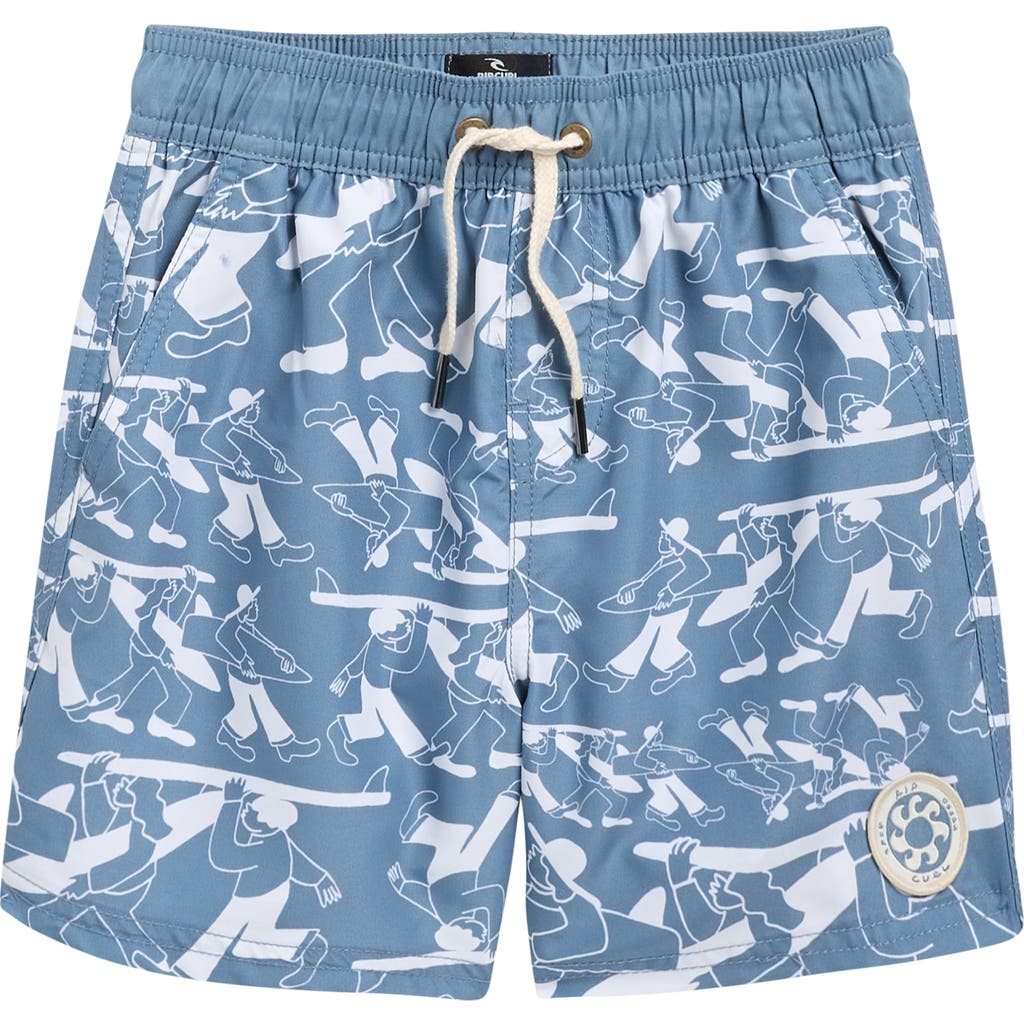 Rip Curl Kids' Printed Swim Trunks In Blue