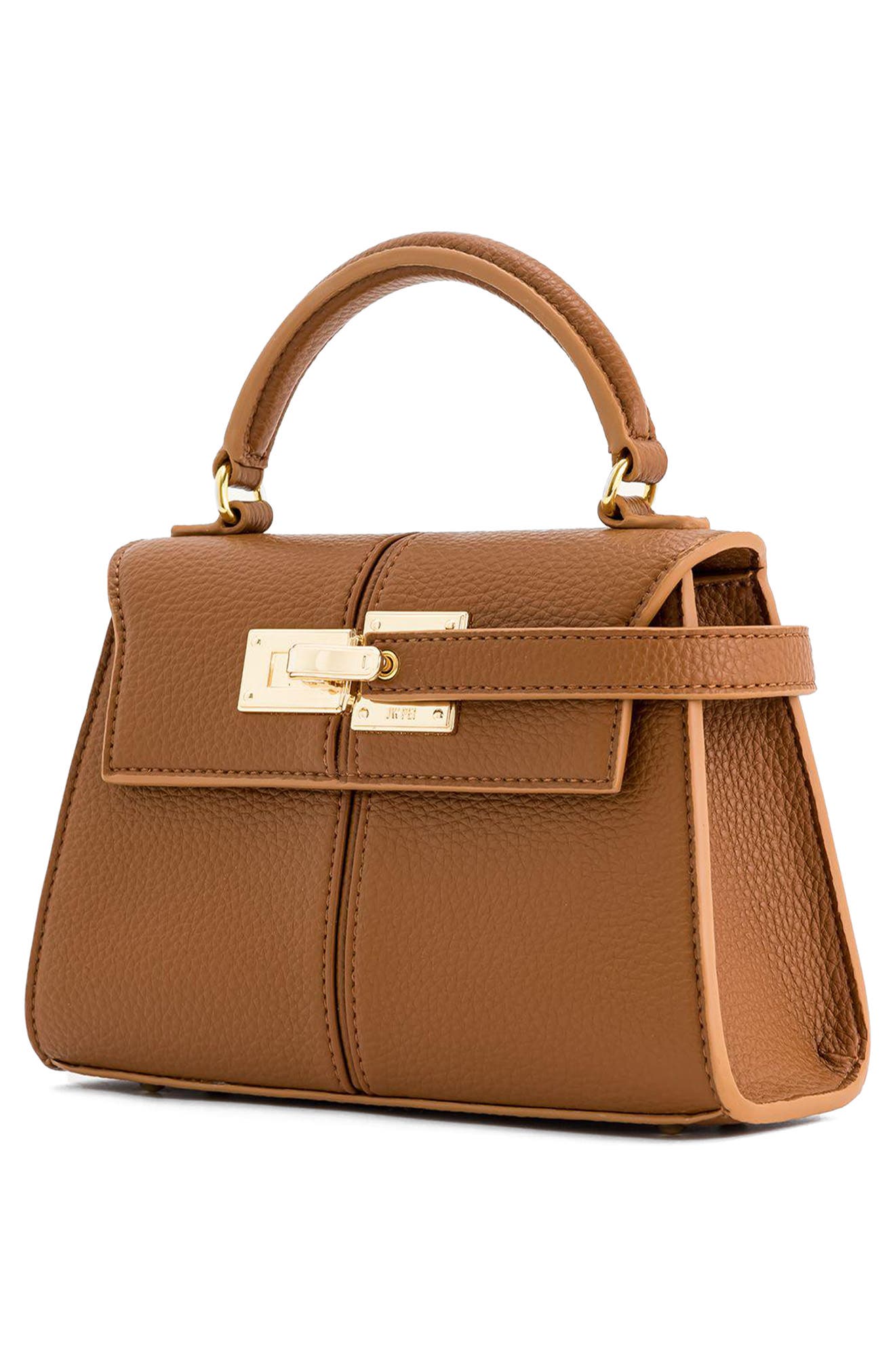 Elise Faux Leather Top Handle Bag, Alternate, color, BROWN