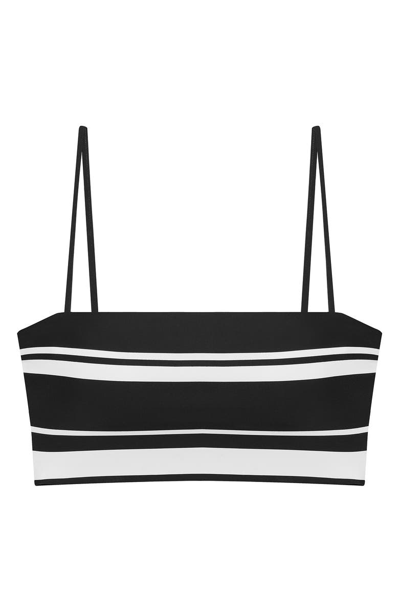 Lauren Ralph Lauren Stripe Longline Bikini Top, Alternate, color, Black/White