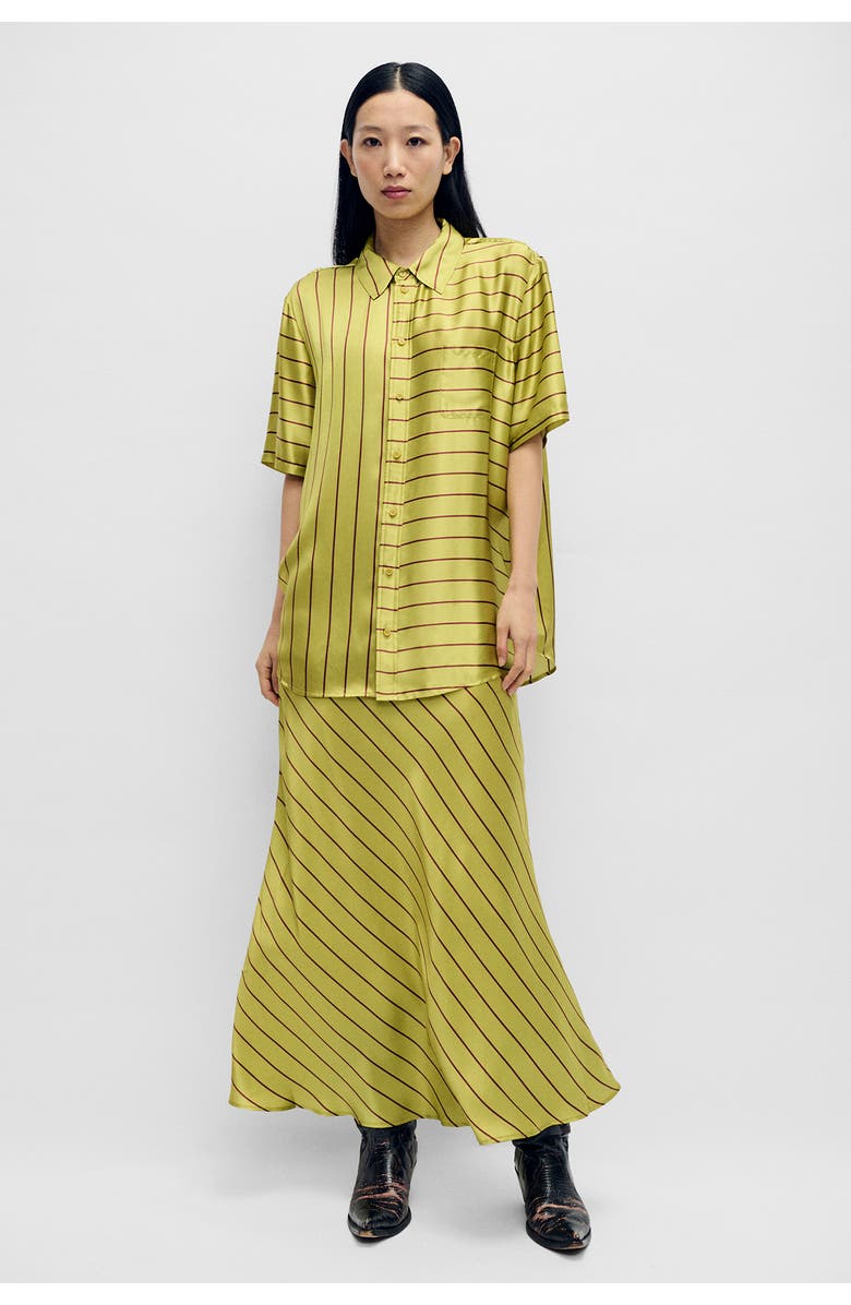 SILK LAUNDRY LONG BIAS CUT SKIRT CACTUS STRIPE, Alternate, color, 