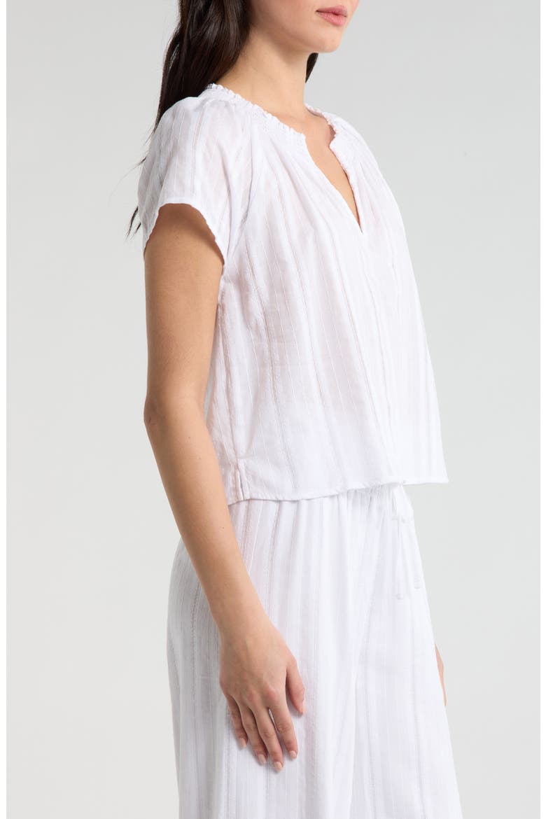 Meadow Stripe Cotton Crop Top, Alternate, color, WHITE