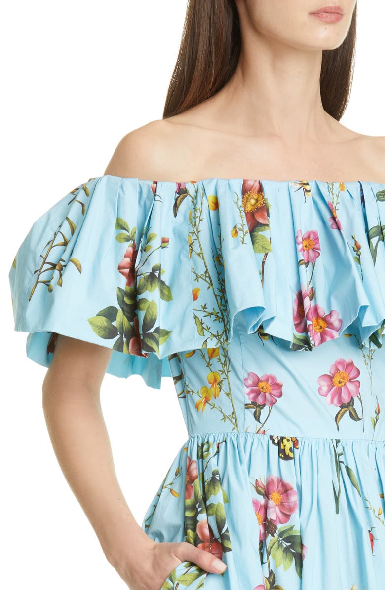 Oscar de la Renta Floral Off the Shoulder Dress, Alternate, color, 