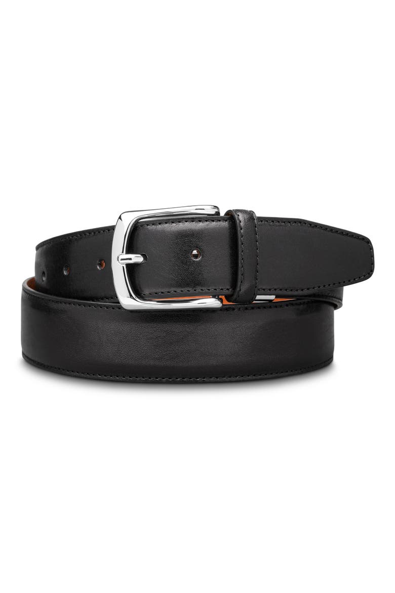 Roma Leather Belt, Main, color, BLACK
