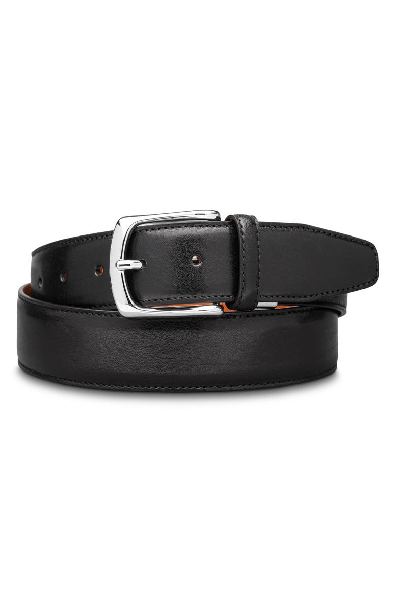 Bosca Roma Leather Belt, Main, color, Black