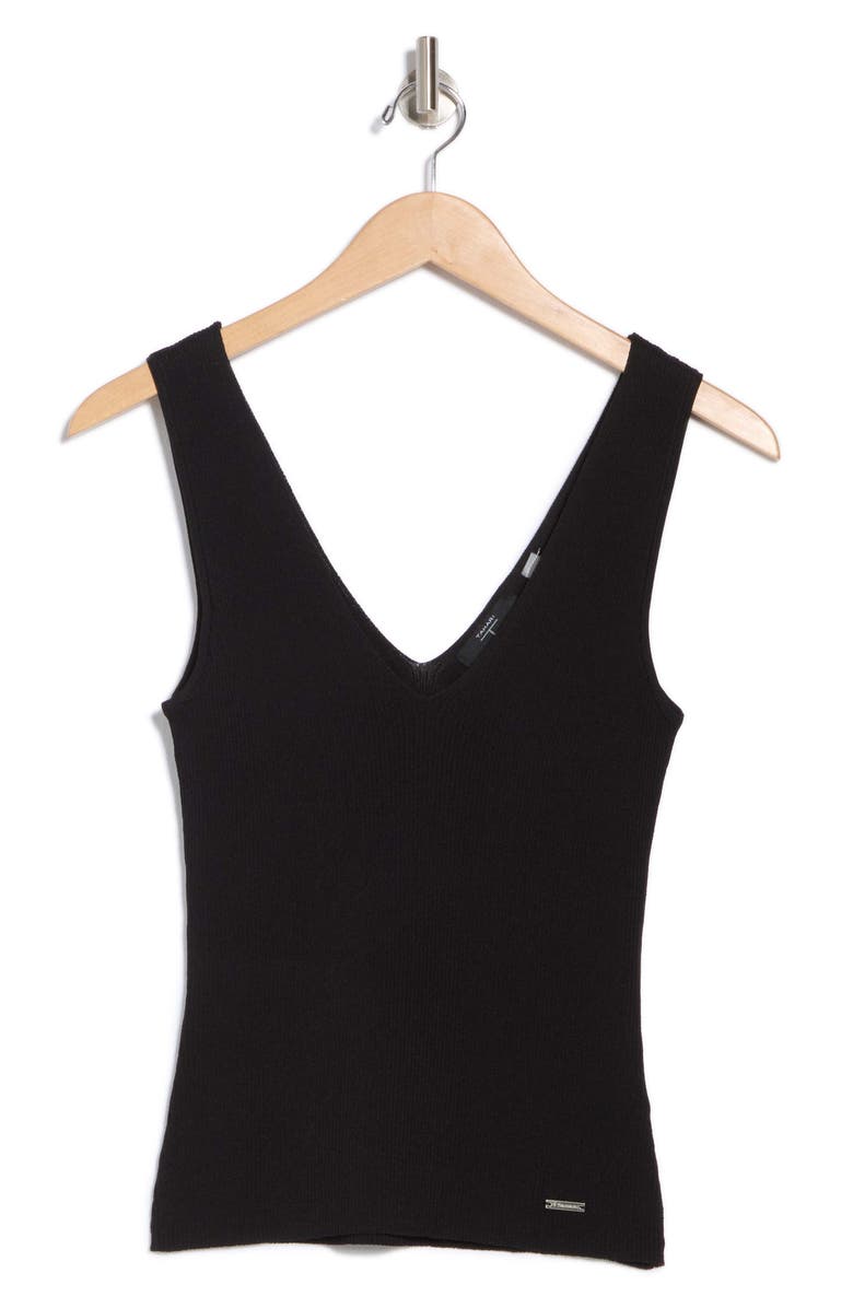 T Tahari V-Neck Sleeveless Rib Knit Top, Alternate, color, 