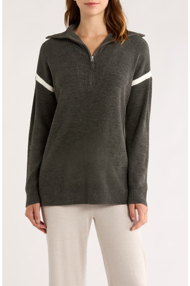 CozyChic Ultra Lite® Side Stripe Half Zip Pullover, Main, color, DARK MOSS-PEARL