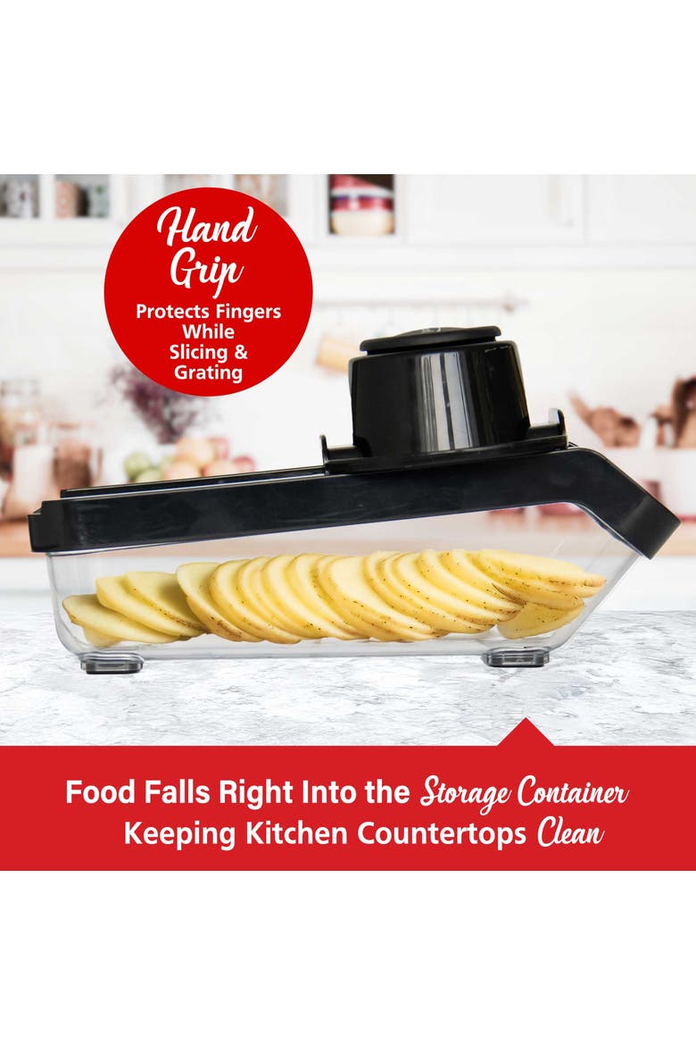 3.6 Cup Mandolin Slicer with 6 Interchangeable Blades, Alternate, color, Black
