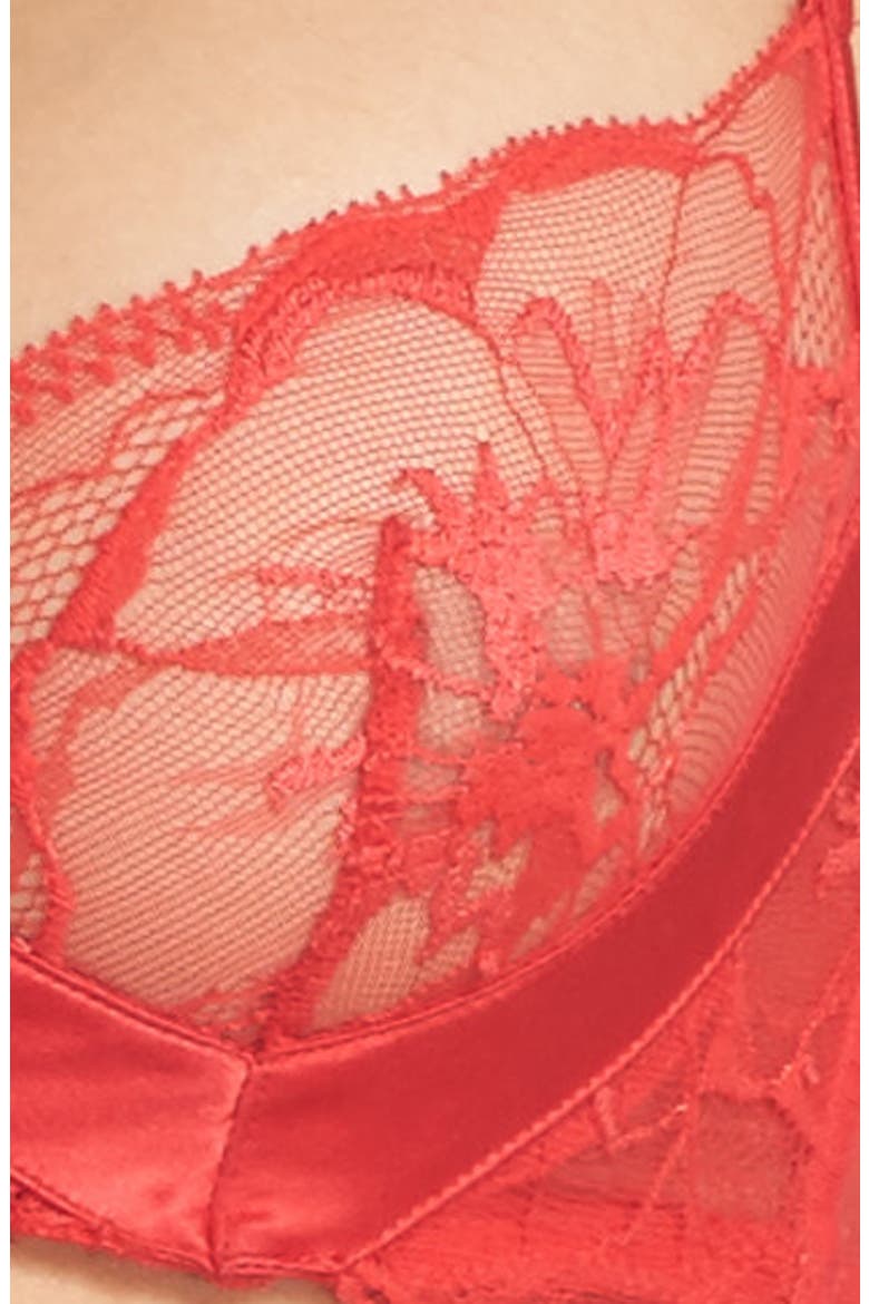 Wisteria Underwire Balconette Bra, Alternate, color, RED