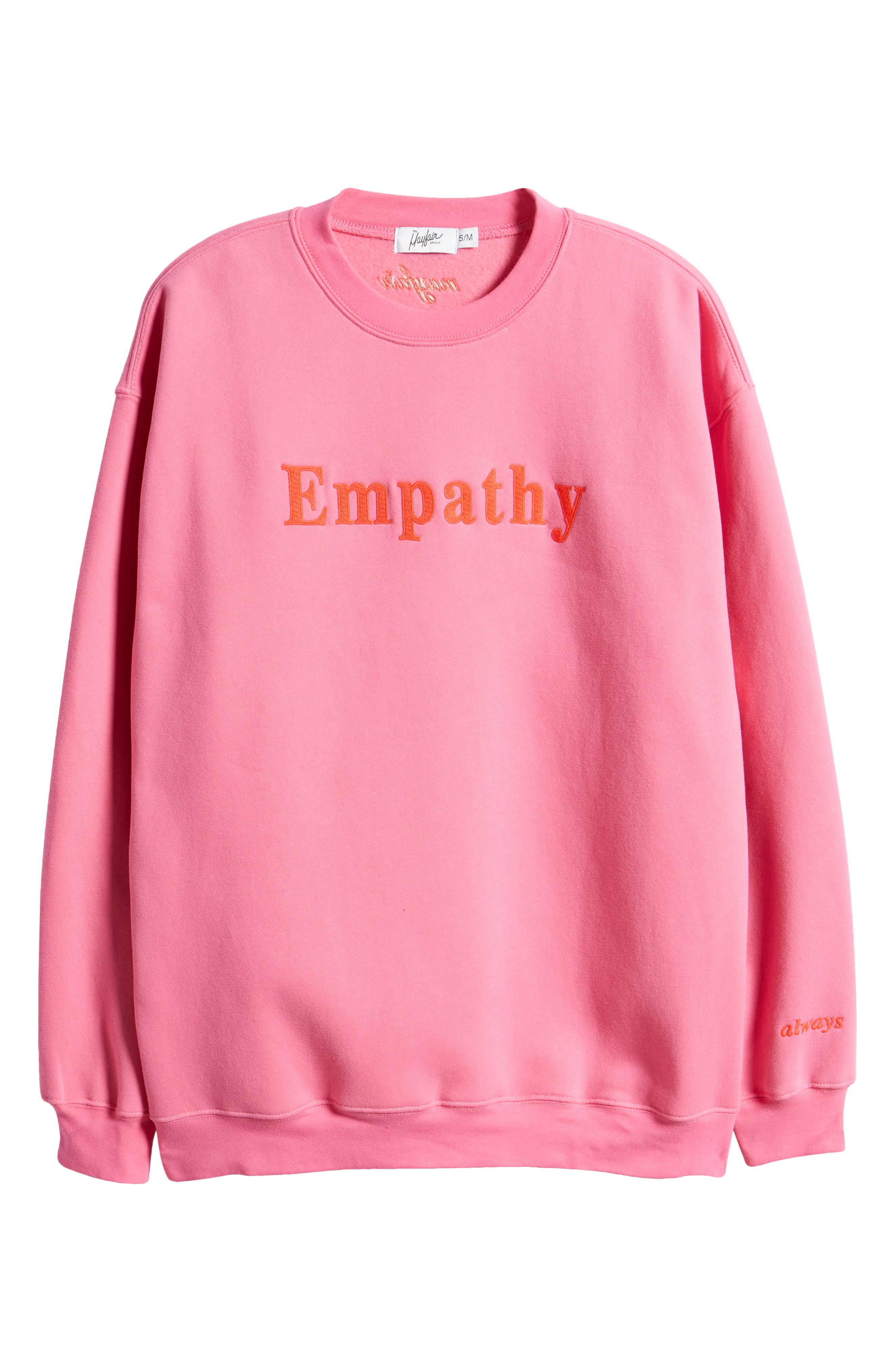 THE MAYFAIR GROUP Empathy Always Embroidered Oversize Fleece Sweatshirt |  Nordstrom