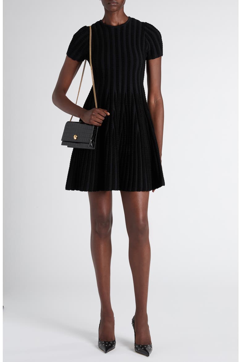 Chenille Stripe Sweater Dress, Alternate, color, BLACK
