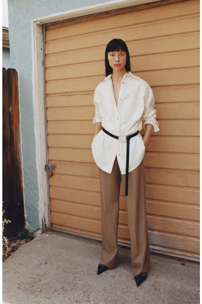 Pleat Front Wide Leg Suit Pants, Alternate, color, MEDIUM BROWN