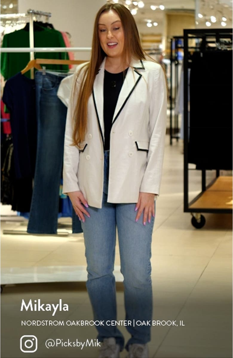 Oversize Double Breasted Linen Blend Blazer, sales video thumbnail