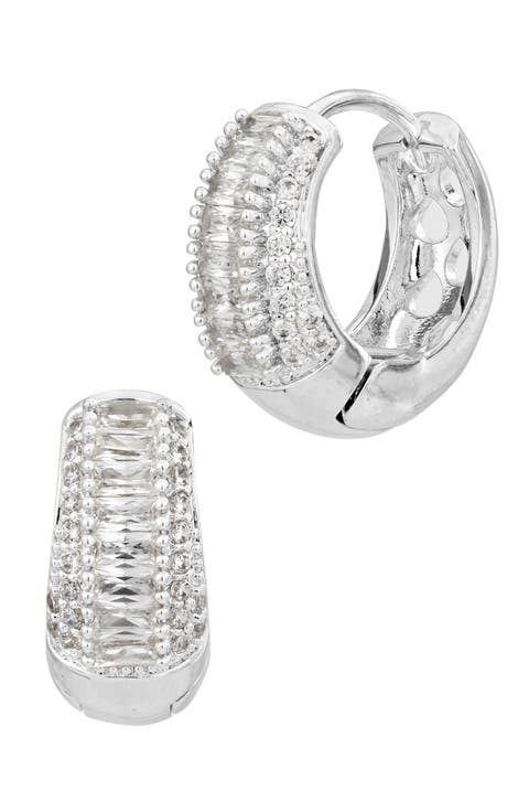 Mixed Cubic Zirconia Huggie Hoop Earrings