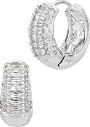 SAVVY CIE JEWELS Mixed Cubic Zirconia Huggie Hoop Earrings