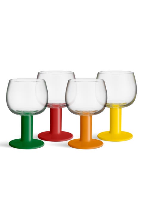 Fars Glas Set of 4 Mixed Color Wine Glasses