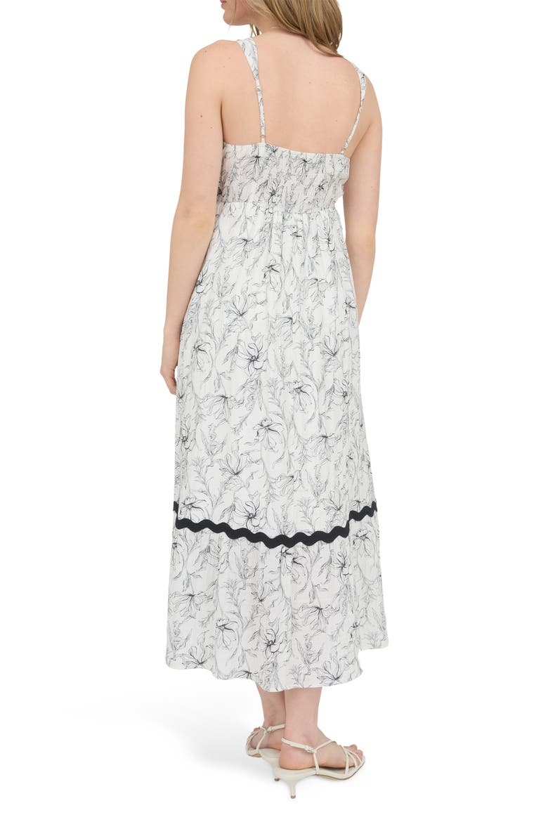 Floral Rickrack Trim Midi Sundress, Alternate, color, IVORY