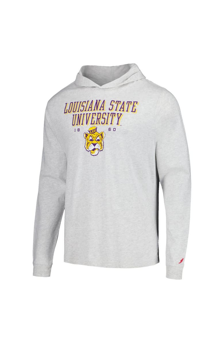 LEAGUE COLLEGIATE WEAR Men's League Collegiate Wear Ash LSU Tigers Team Stack Tumble Long Sleeve Hooded T-Shirt, Alternate, color, Ash