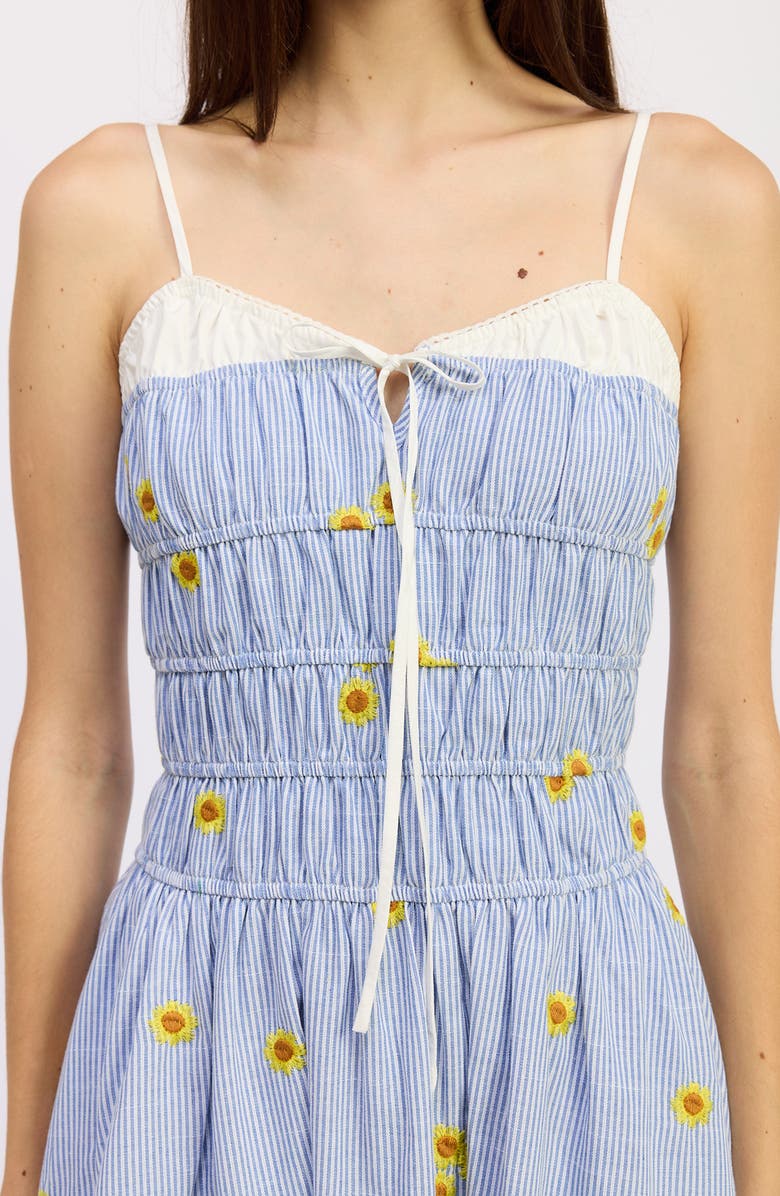 JACQUIE THE LABEL Sonnie Embroidered Detail Stripe Maxi Dress, Alternate, color, Blue Yellow