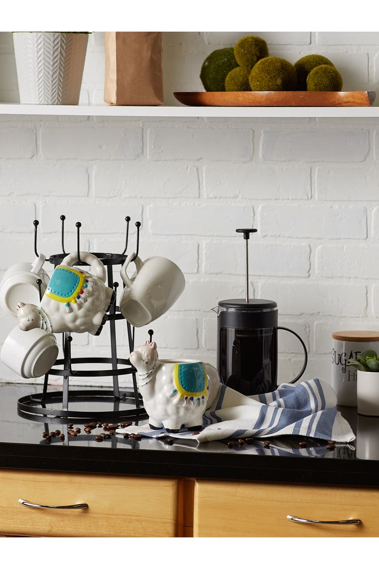Llama Ceramic Mug Set/2, Alternate, color, White