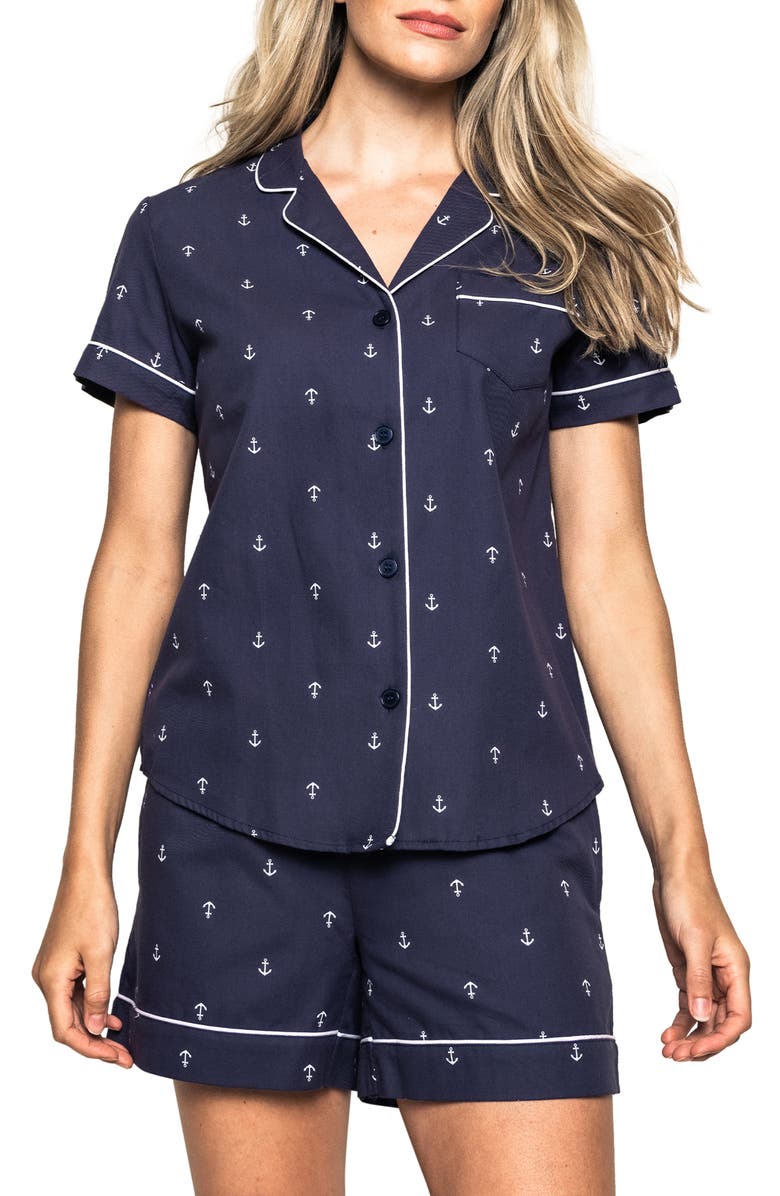 Petite Plume Portsmouth Anchor Short Pajamas, Main, color,