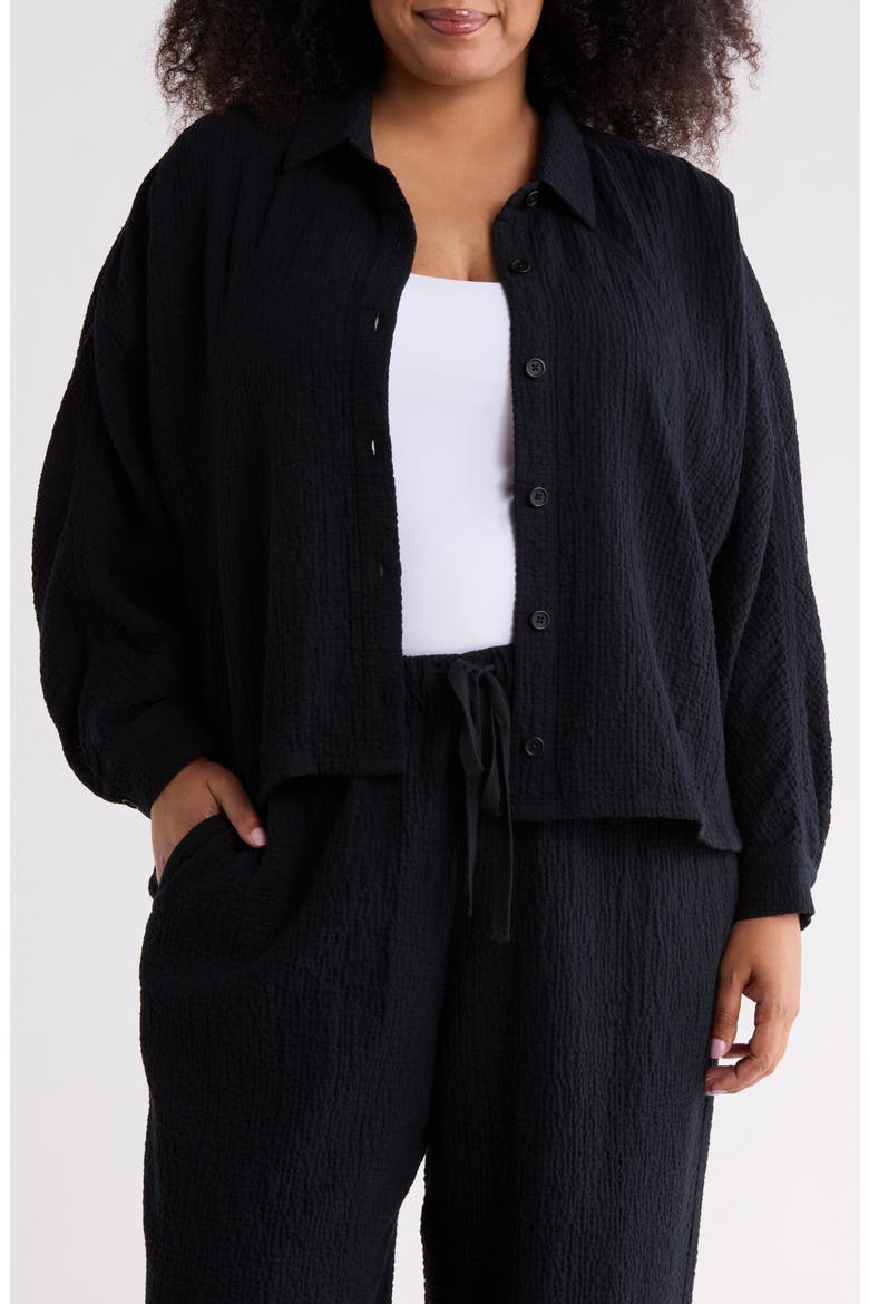 Classic Collar Stretch Organic Cotton Jacket, Main, color, BLACK
