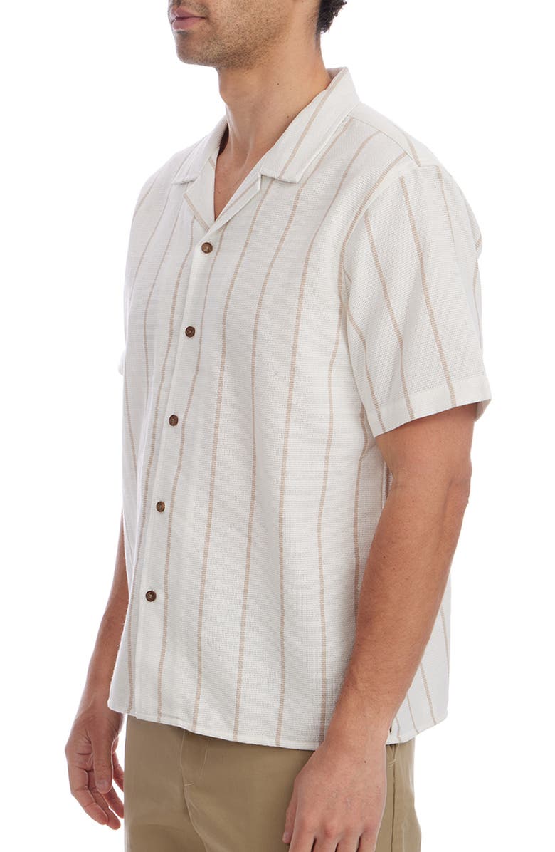 PX Vertical Stripe Camp Shirt, Alternate, color, Ecru