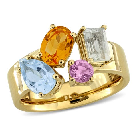 Gemstone Multi-Shape Open Ring Sterling Silver