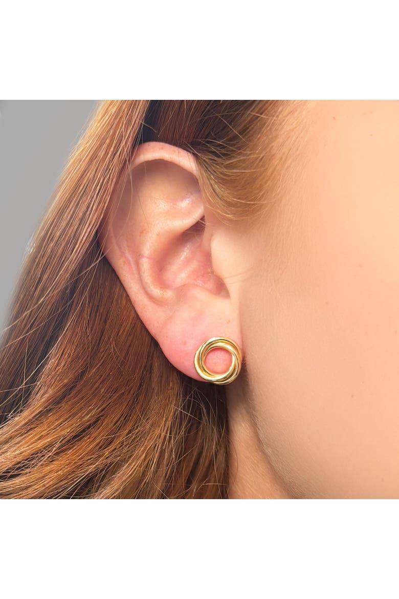 Flat Gold Circle Stud Earrings, Alternate, color, Yellow Gold