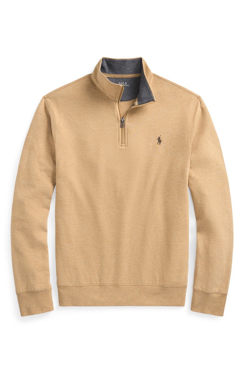 Polo Ralph Lauren Lux Heathered Quarter Zip Pullover, Alternate, color, Classic Camel Heather/ C8888